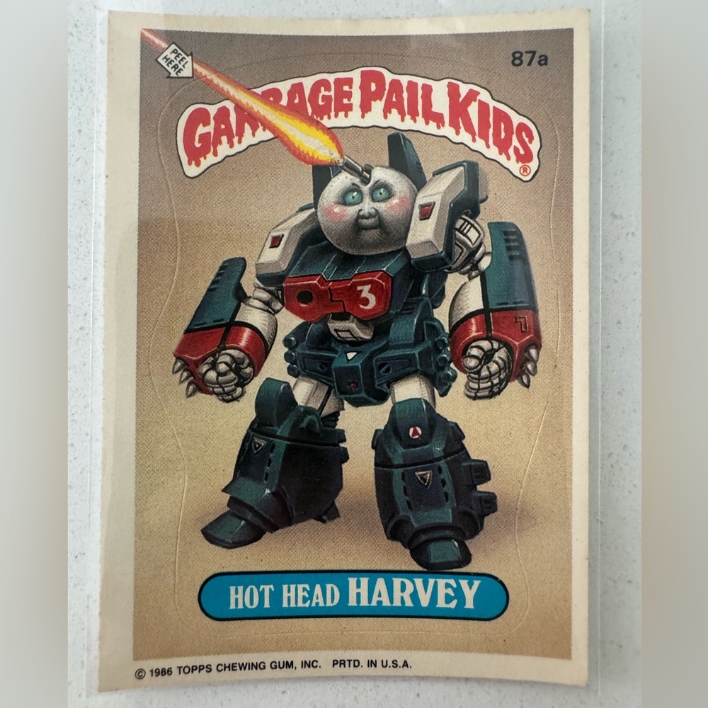 Rare 1985 Topps Garbage Pail Kids Card, Series One, Hot Head Harvey 87a